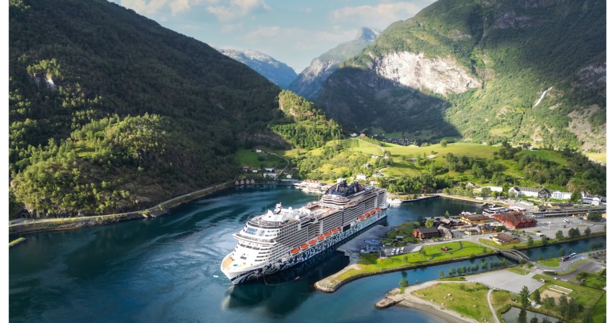 Cruise ship approaching the coast on The Caldera Mediterranean